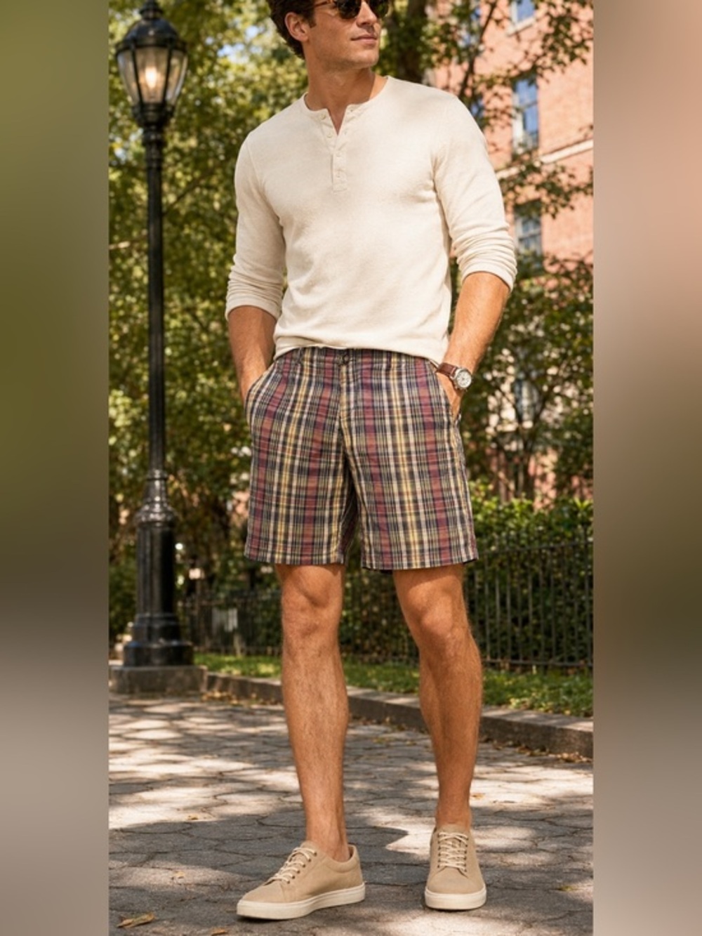 Bass Mens Plaid Casual Lightweight‎ Cotton Shorts Size 34